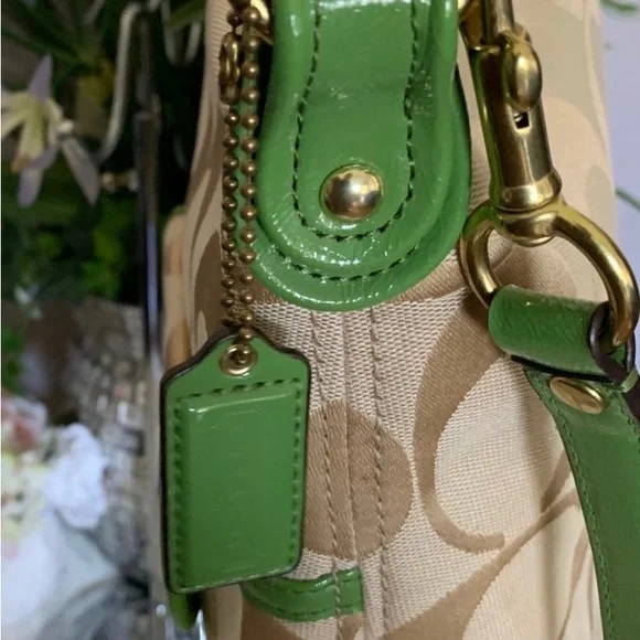 COACH Poppy Signature Jacquard Boho Shoulder/Crossbody Bag and wristlet.